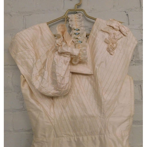 335 - Vintage champagne wedding dress and accessories