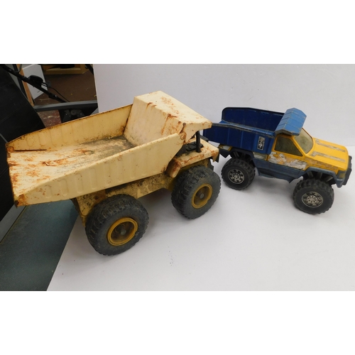 359 - Two Tonka style kids metal tipper trucks