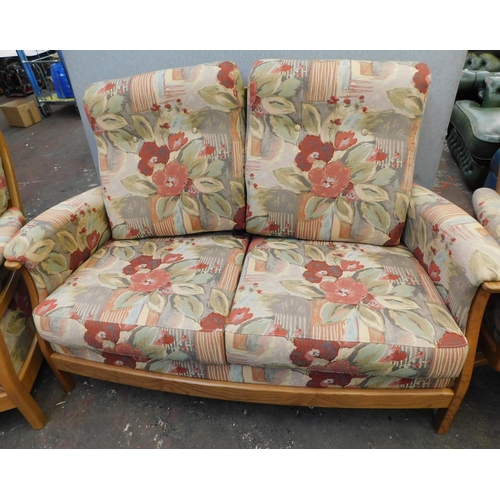 382 - Ercol two seater settee, armchair and swivel armchair