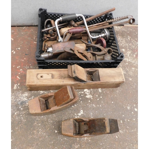 12 - Selection of vintage wood working tools etc.