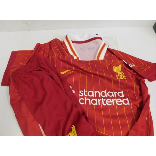 129 - Liverpool football shirt and shorts set - size 26