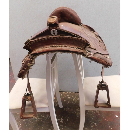 144 - Vintage large saddle - possibly for elephants