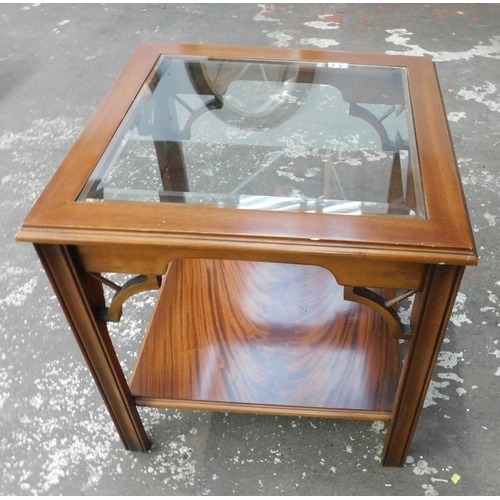 167 - Mahogany square coffee table with bevel top