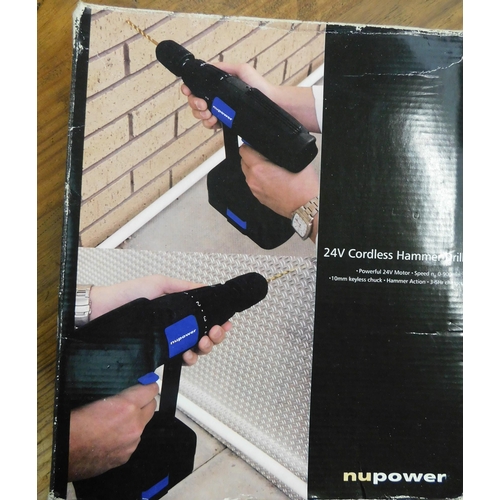 2 - Boxed Nupower 24V cordless hammer drill W/O