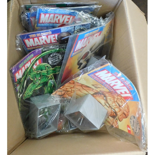 201 - Eight Eaglemoss Marvel figures with card backing and magazine