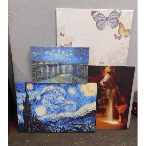 59 - Selection of four canvas prints etc.