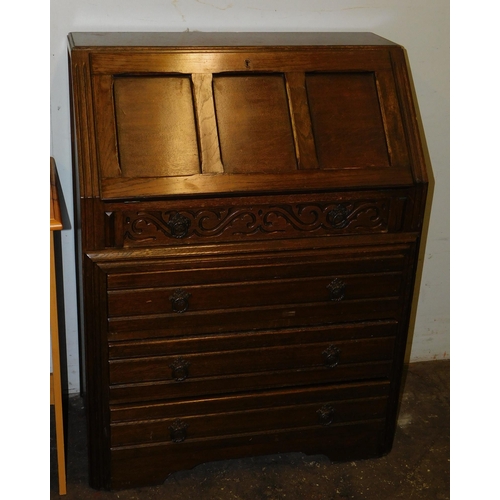 67 - Vintage oak writing bureau