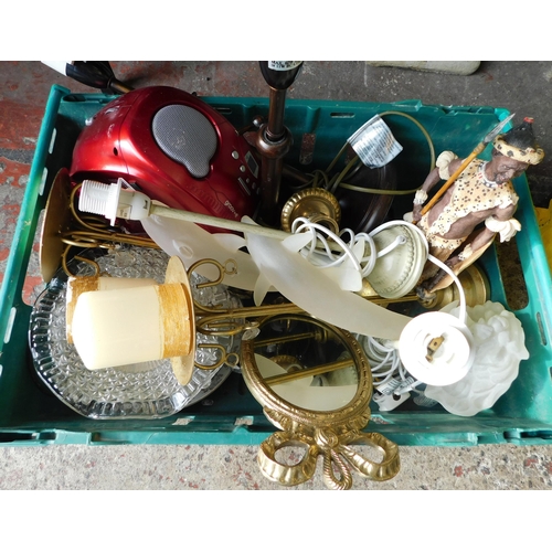 239 - Box of various ornaments, lamps etc.