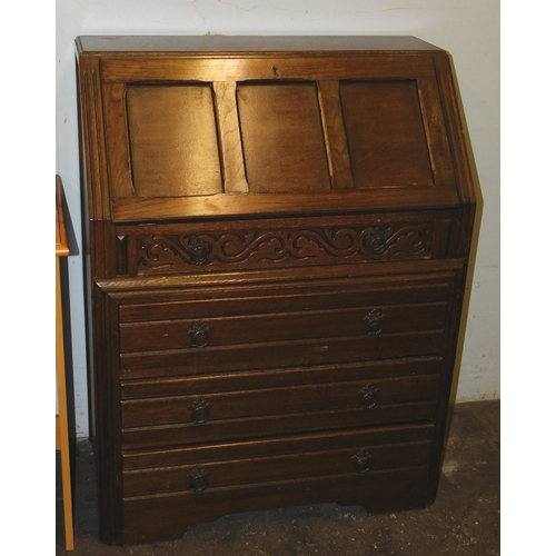 246 - Vintage oak writing bureau