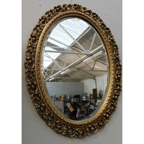 253 - Bevel edged gilt style mirror - approx. 24