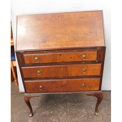 258 - Three drawer writing bureau