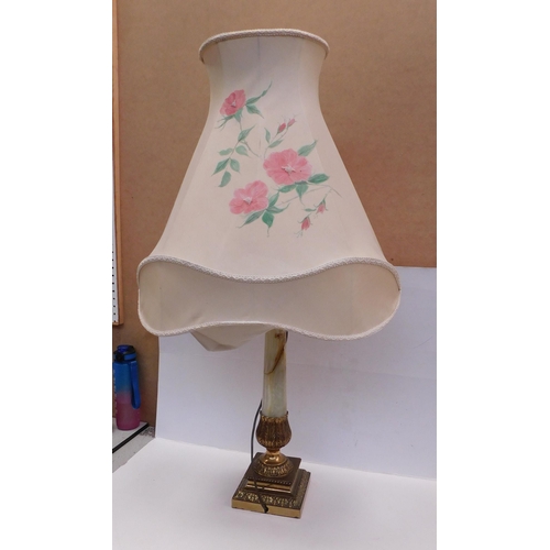 263 - Large vintage solid brass and marble lamp