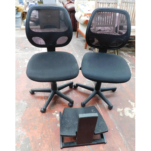 265 - Two office chairs and footrest
