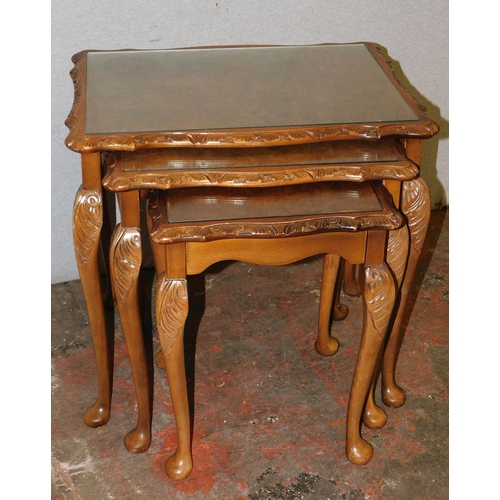 271 - Nest of three glass topped tables