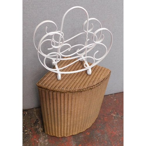 273 - Lloyd Loom lusty corner laundry basket and magazine rack