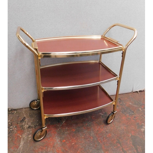 274 - Vintage brass tea trolley with removeable tray