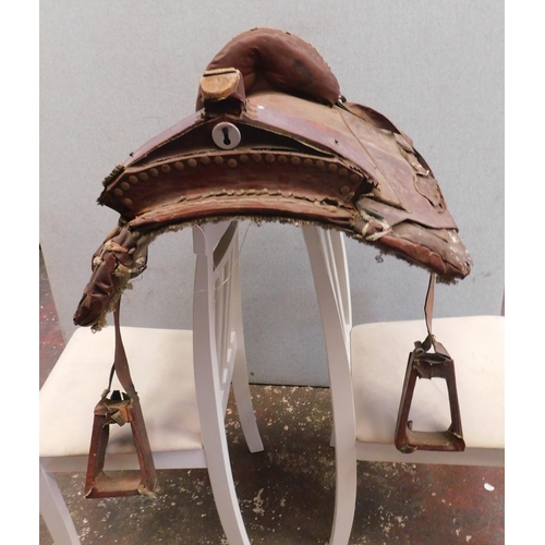 281 - Vintage large saddle - possibly for elephants