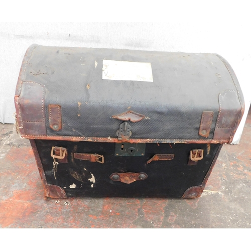 294 - Vintage leather bow topped trunk