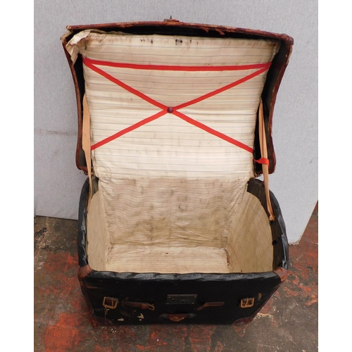294 - Vintage leather bow topped trunk