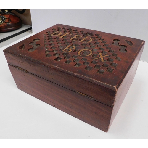 316 - Wooden deed box