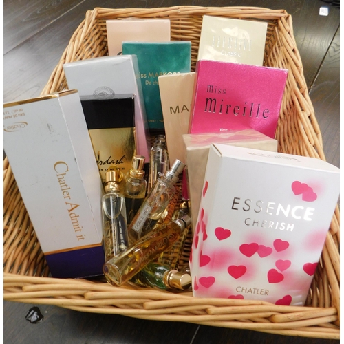 70 - Basket of boxed perfume and testers