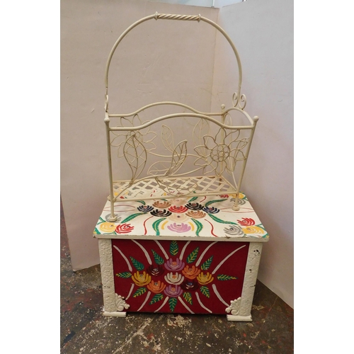 78 - Hand painted fire side box and magazine rack