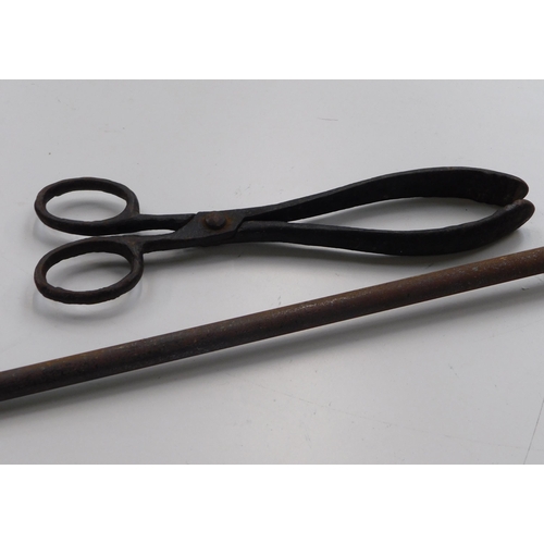 458 - Vintage sword style poker and tongs