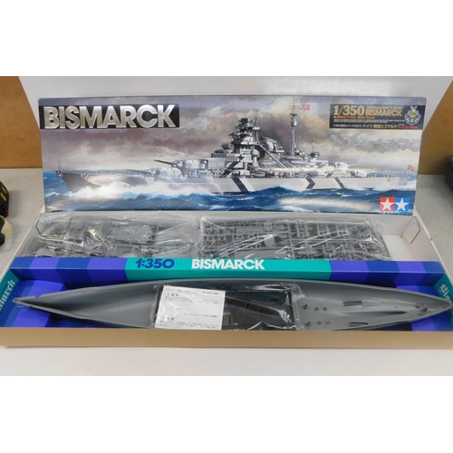 345 - 2 Tamiya battleship model kits - Yamato and Bismarck