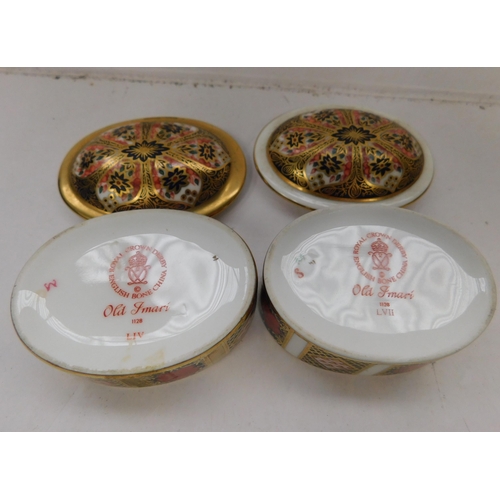 418 - Two Royal Crown Derby Old Imari pill boxes - no damage 1128