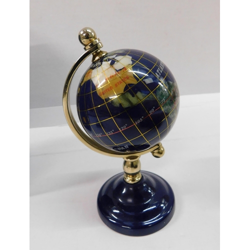 508 - Mini gemstone globe - boxed, approx. 6