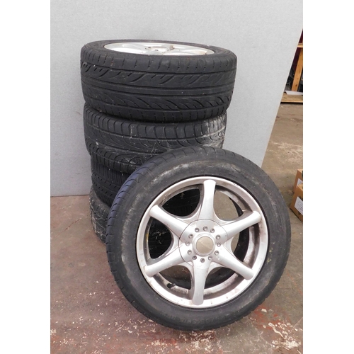 177 - Set of 4/5 stud alloy wheels - with tyres, 205/55 ZRIS - 100pcd