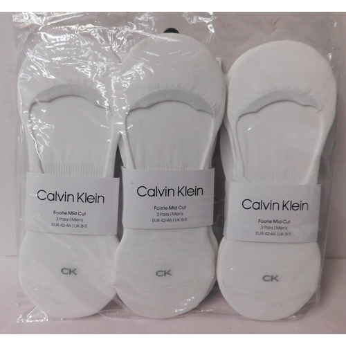 271 - Three packs of Calvin Klein footie mid-cut men's socks - UK 8-11, white