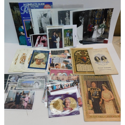 305 - Assorted Royal ephemera - photo's, postcards, Commemorative notes and George VI souvenirs