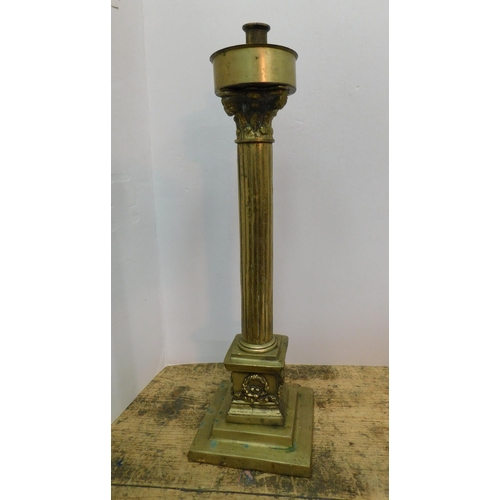 325 - Large column brass candlestick - approx. 19