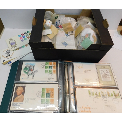 355 - Collection of loose World stamps and folder of FDCs