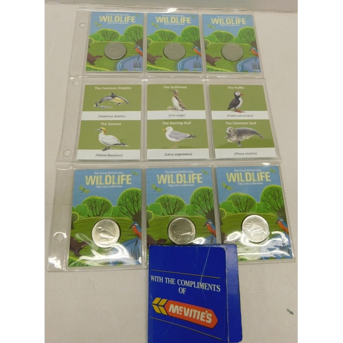 372 - The Great Britain Isles Wildlife 10p coin collection (six in total) and McVities £2 coin