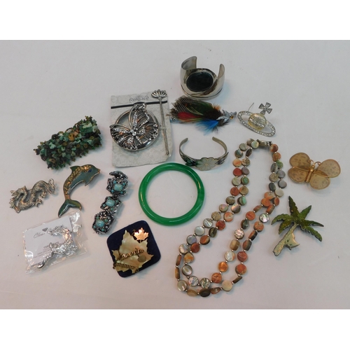 383 - Selection of vintage brooches, necklaces, bangles etc.