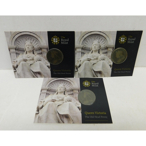 388 - Three Royal Mint 'Queen Victoria, The Old Head Penny' coin sets