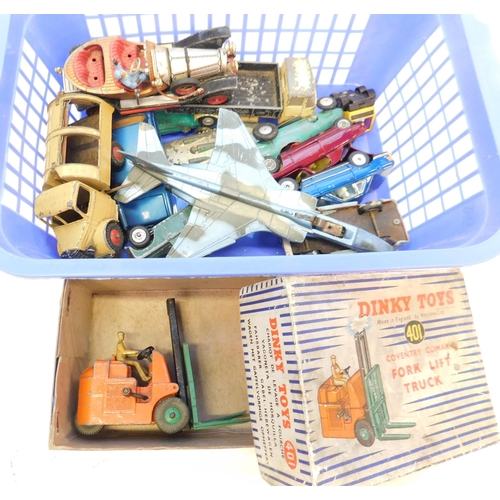 413 - Box of Dinky and Corgi - incl. boxed forklift truck