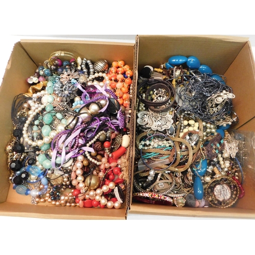 431 - Two boxes of costume jewellery