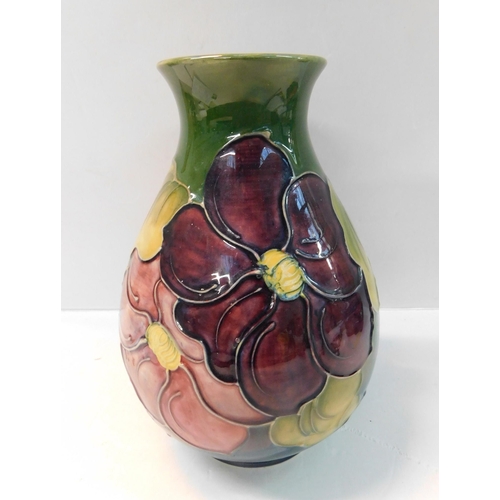 476 - Vintage Moorcroft Clematis large vase - approx. 8.5