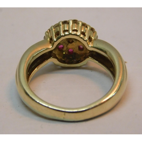 489A - 14K Gold ring set with ruby's (6) and diamonds (23) RRP £1000 - combined weight 6.66g