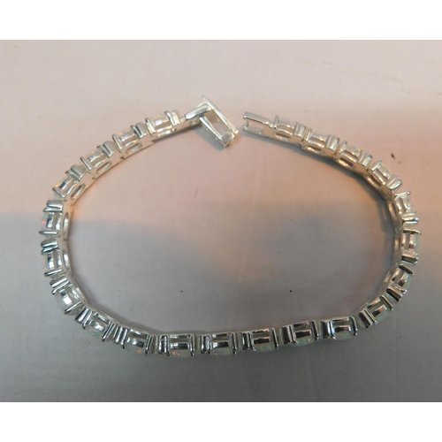 490 - Silver opal set bracelet