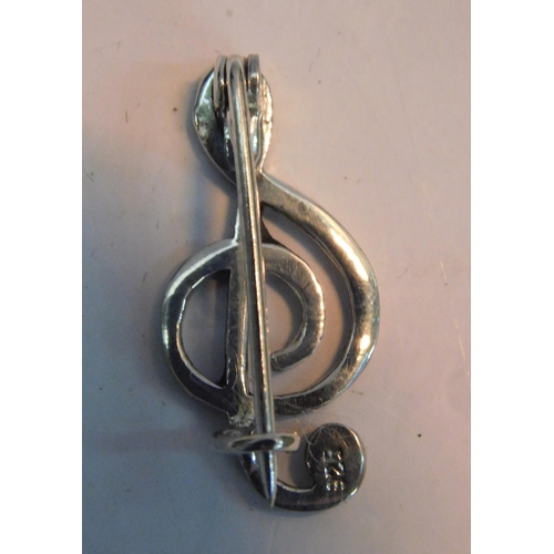 503 - Silver clef brooch