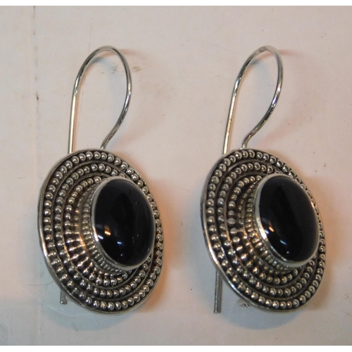 506 - Pair of silver and jet earrings