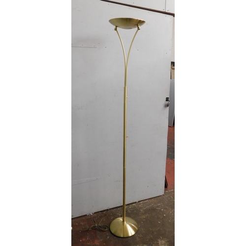 62 - Brushed brass standard uplighter W/O