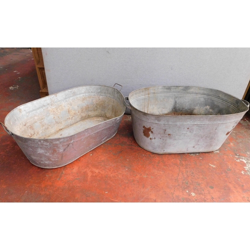 85 - 2x vintage galvanised bath tubs