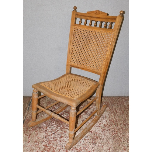 88A - Vintage rattan seated rocking chair