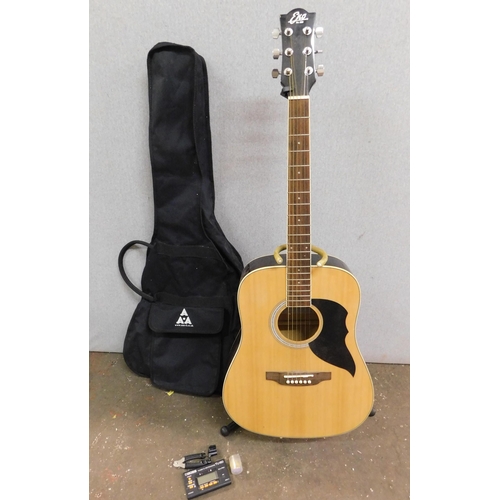 93 - Eko acoustic guitar with case, stand and accessories