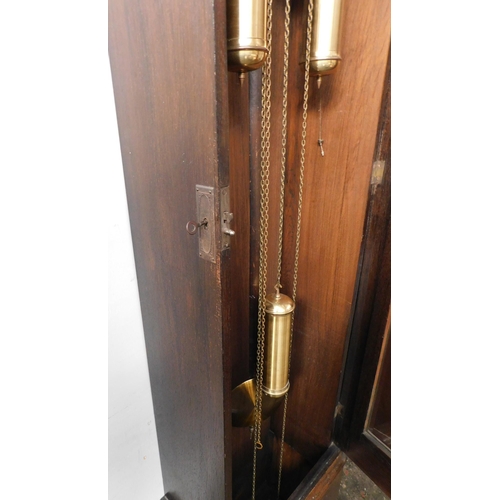 260A - Oak grandfather clock with weights & pendulum etc